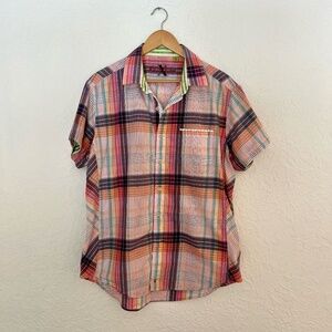 Robert Graham Men's Shirt, Multi Color Plaid, Preppy Chic, XL, Golf